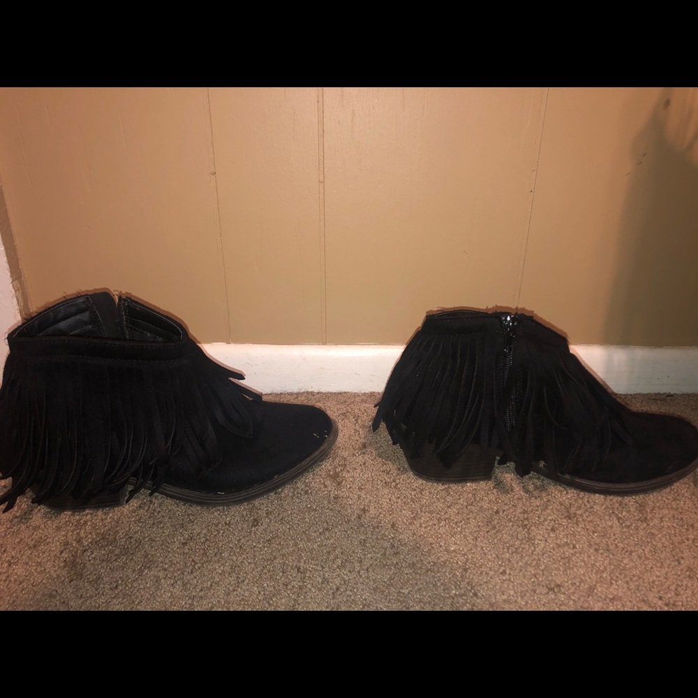 Black Fringe Booties